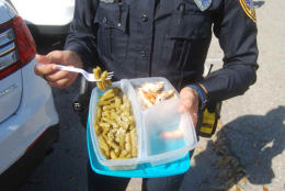 Officer eating their meal. 